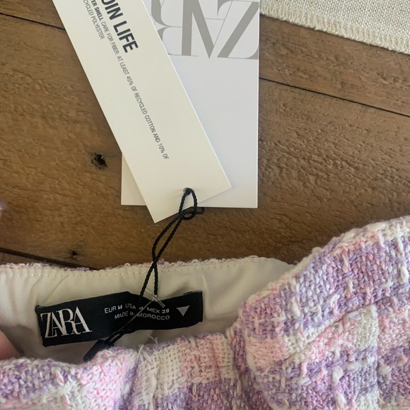 ZARA Textured Tweed Bustier Crop Top NWT Size Medium Night Out - Picture 4 of 7